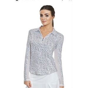 San‎ Soleil Women's 1/4 Zip Golf Pullover Martini Cocktail Mesh Sleeves Small